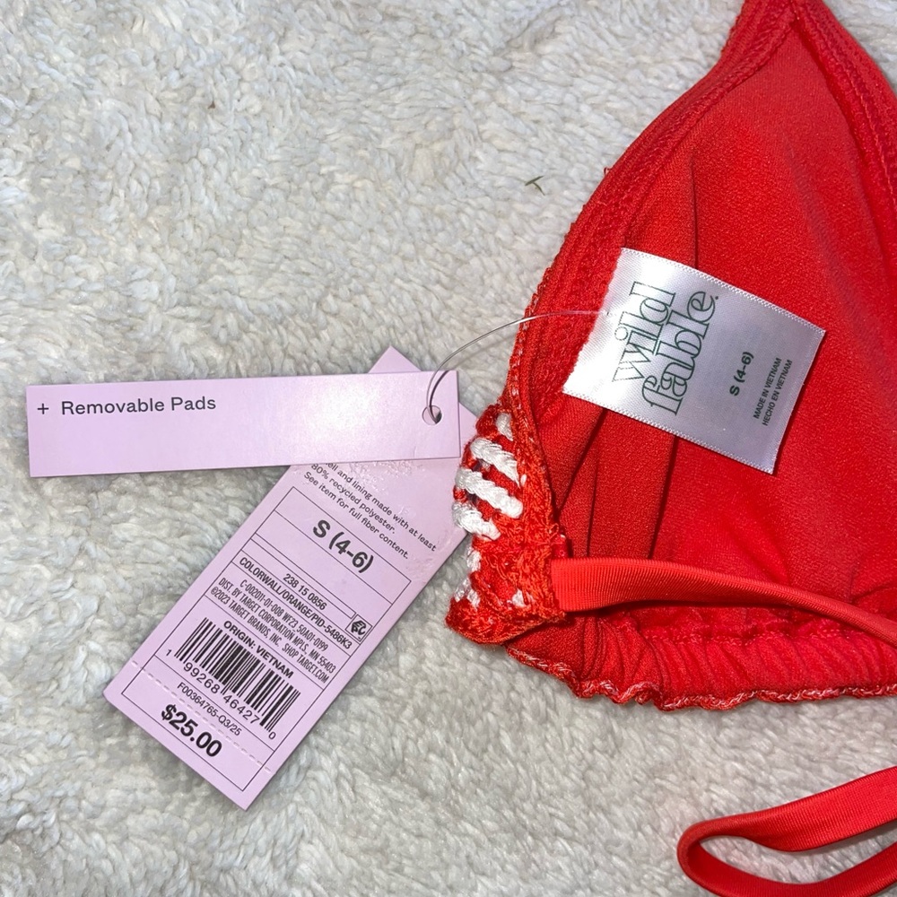Wild Fable Striped Crochet with Center Ring Medium Coverage Triangle Bikini Top - Picture 5 of 6